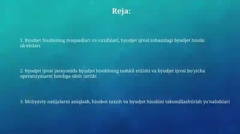 Byudjet Hisobini Moliyalashtirish 2