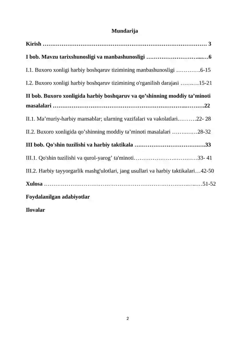 Buxoro xonligida Harbiy Boshqaruv Masalalari 2