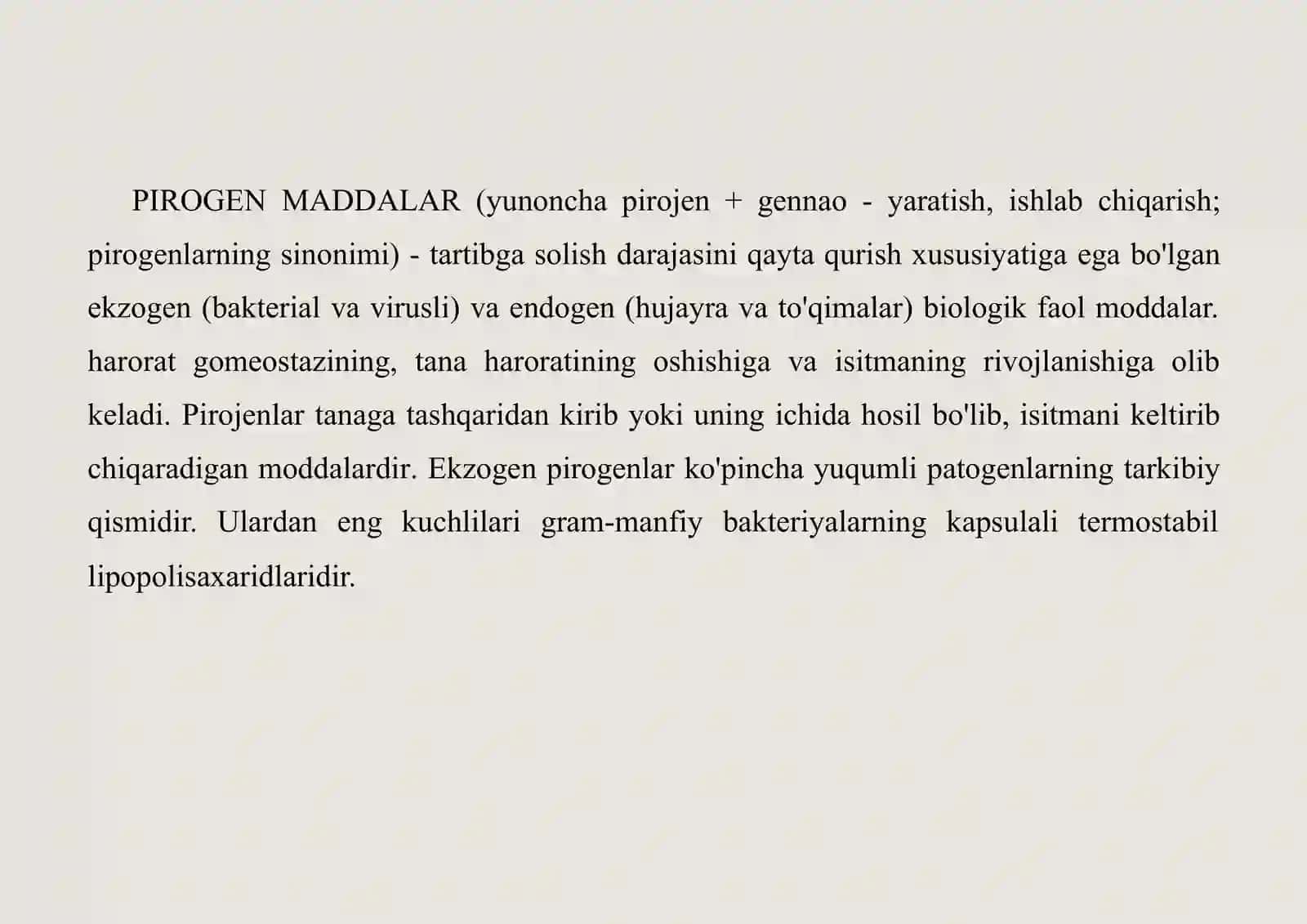 Pirogen moddalar 2