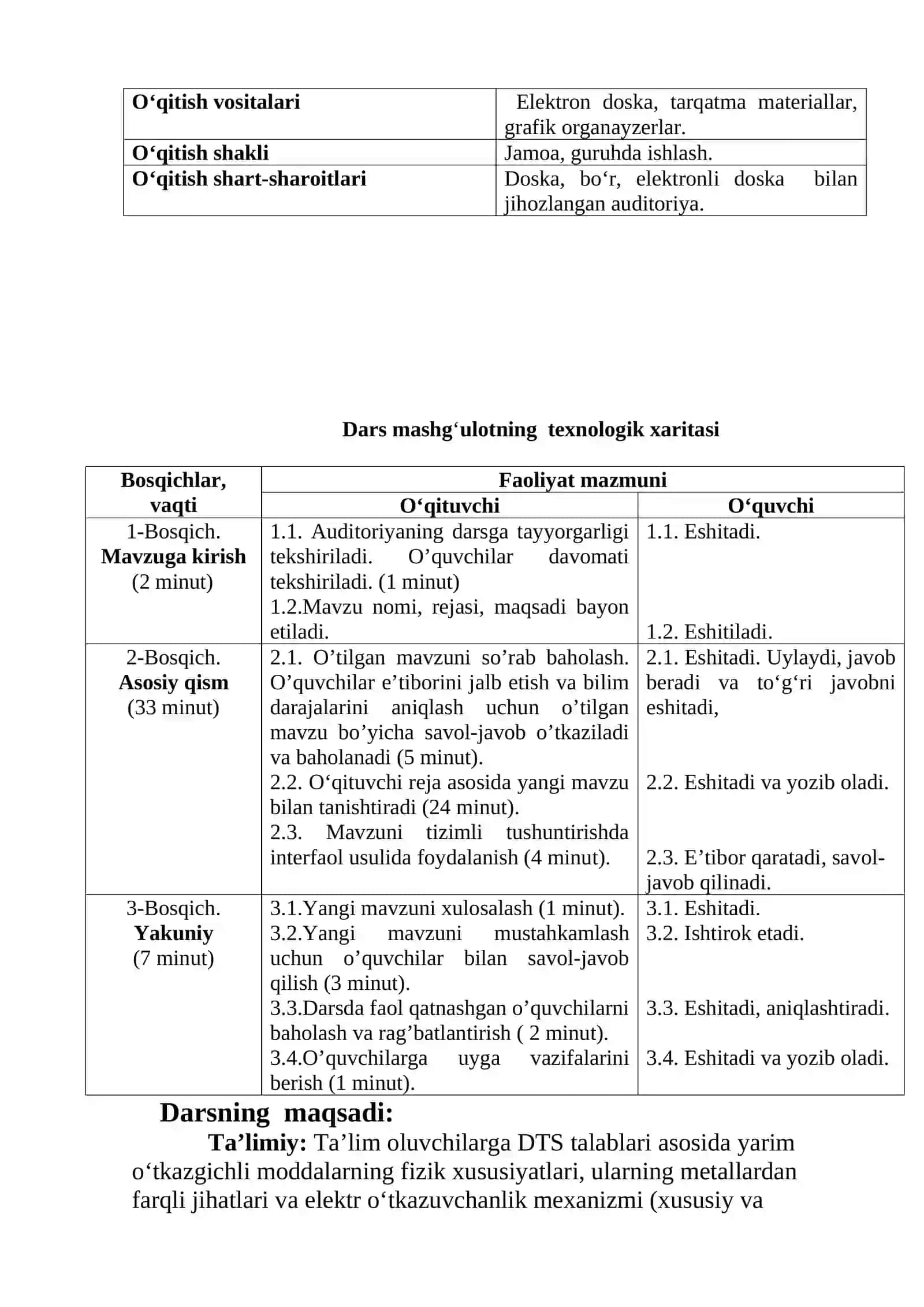 Yarim o`tkazgichlar va ularning metallardan farqi.Yarim o`tkazgichlarning elektr o`tkazuvchanligi. Yarim o`tkazgichli asboblar va ularning texnikada qo`llanishi  mavzusida tayyor dars ishlanmasi va dars loyihasi 2
