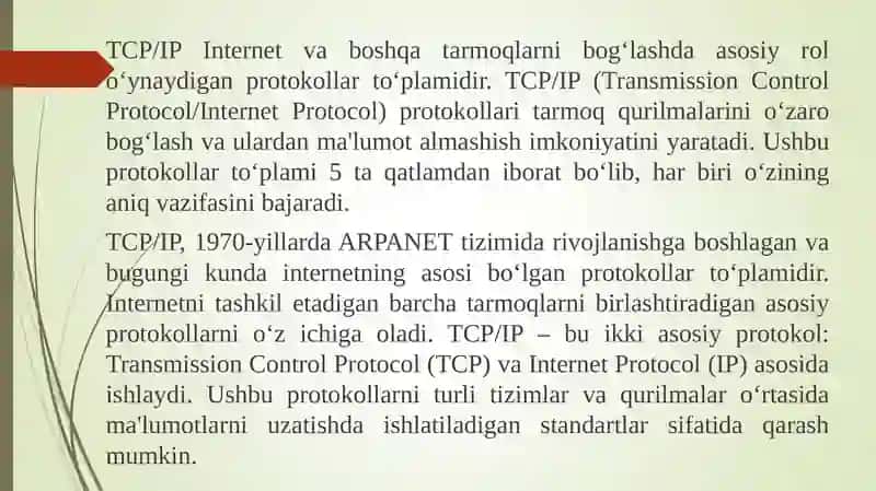 TCP/IP protokollar steki 2