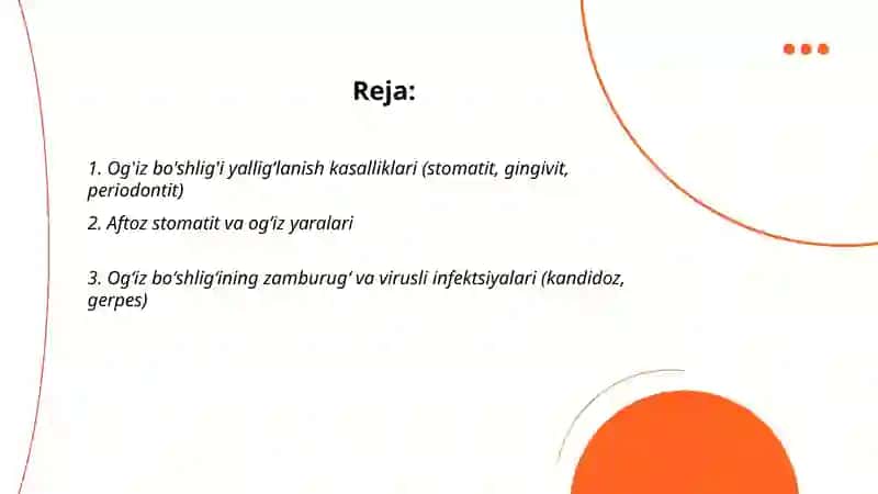 Og'iz bo'shlig'i kasalliklari 2