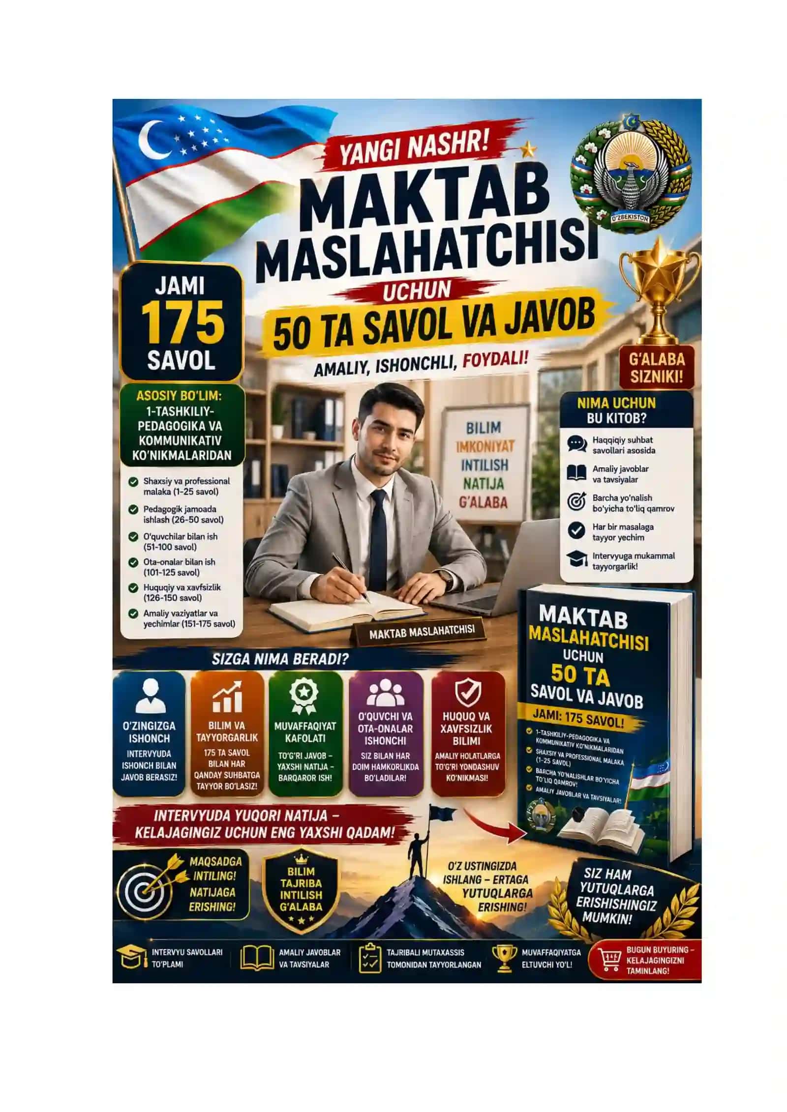 MAKTAB MASLAHATCHISI UCHUN 50 TA SAVOL VA JAVOB 2