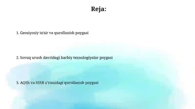 Sovuq Urush va Qurollanish Poygasi 2