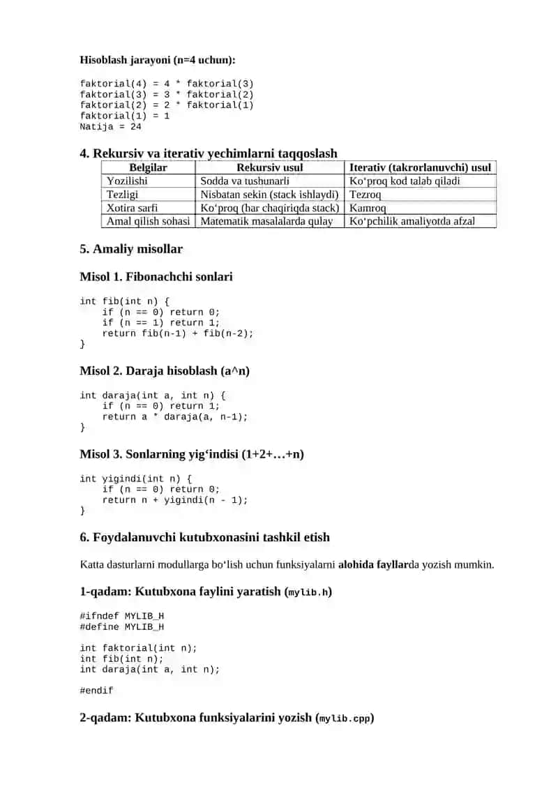 Rekursiv funksiyalar 2