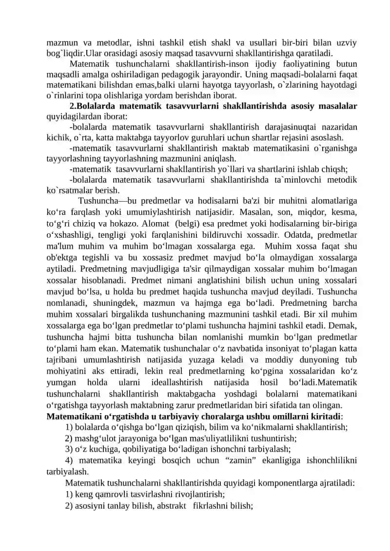Maktabgacha ta`lim yoshidagi bolalarda ilk matematik tasavvurlarini shakllantirish metodikasining nazariy asoslari 2