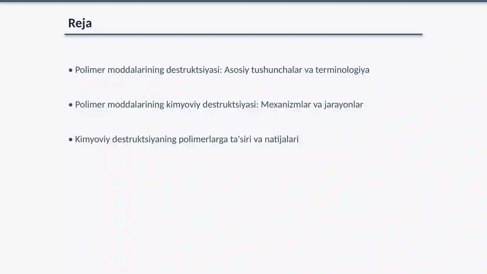 Polimer moddalarining destruktsiyasi 2