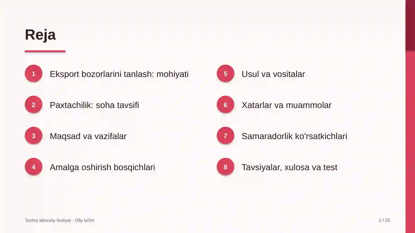 Paxtachilikda eksport bozorlarini tanlash 2