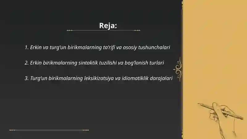 Erkin va turgʻun birikmalar 2