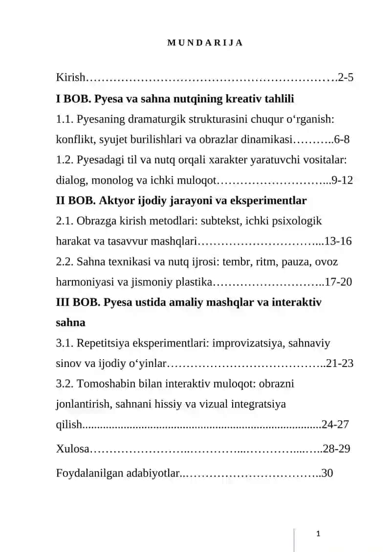 Pesa ustida ishlash. kurs ishi 2