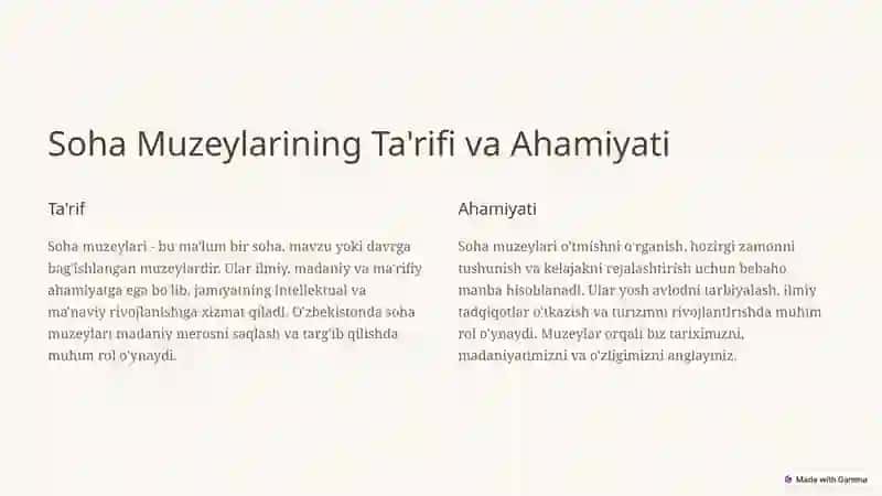 O'zbekistonda Mavjud Soha Muzeylari 2