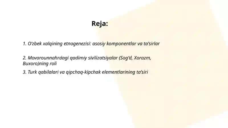 Oʻzbek xalqining shakllanishi tarixi 2