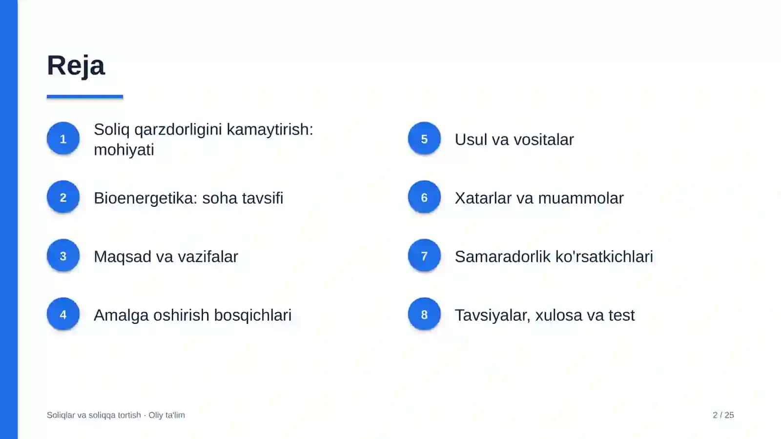 Bioenergetikada soliq qarzdorligini kamaytirish 2