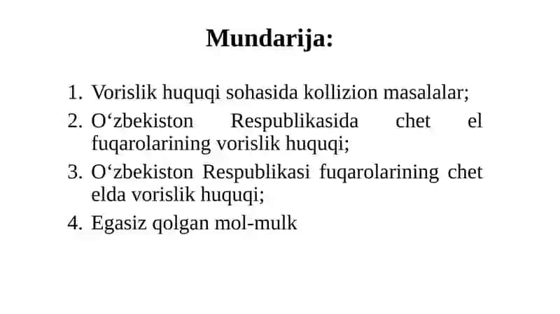 Vorislik munosabatlari 2