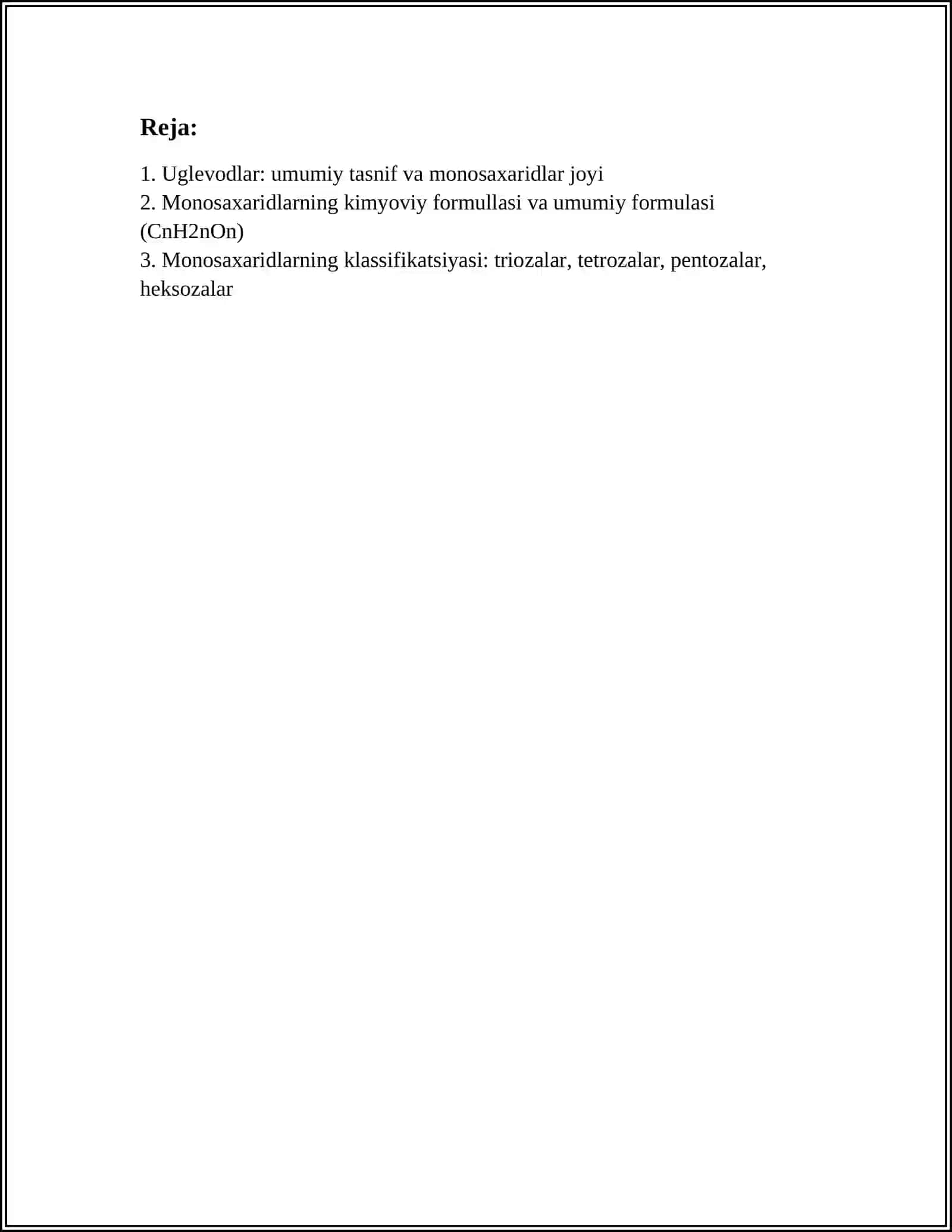 Uglevodlar. Monosaxaridlar 2