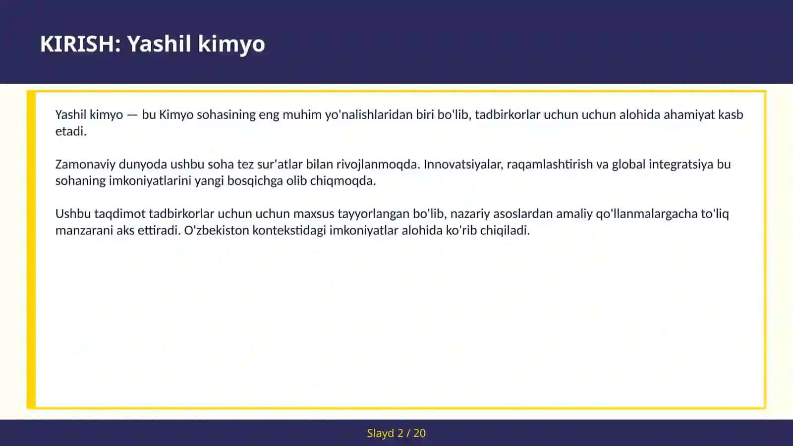 Yashil Kimyo 2