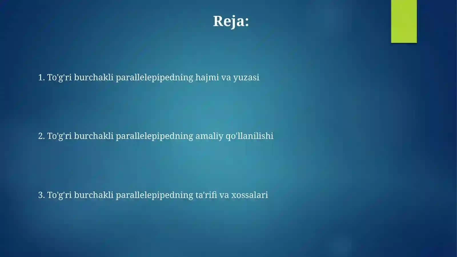 To'g'ri burchakli parallelepiped 2