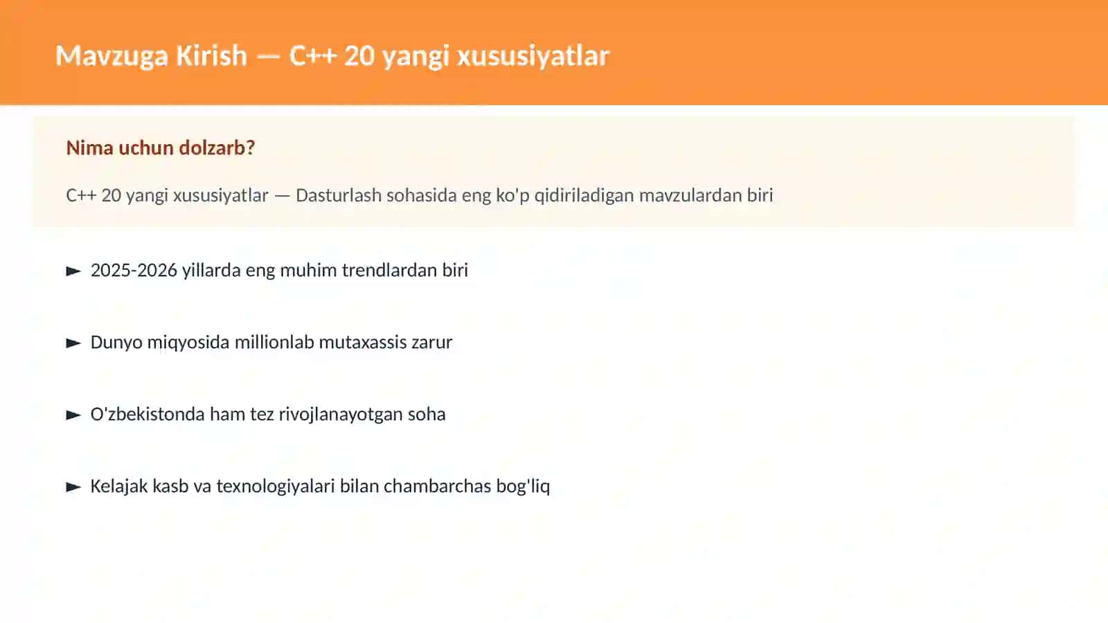 C++ 20 yangi xususiyatlar 2