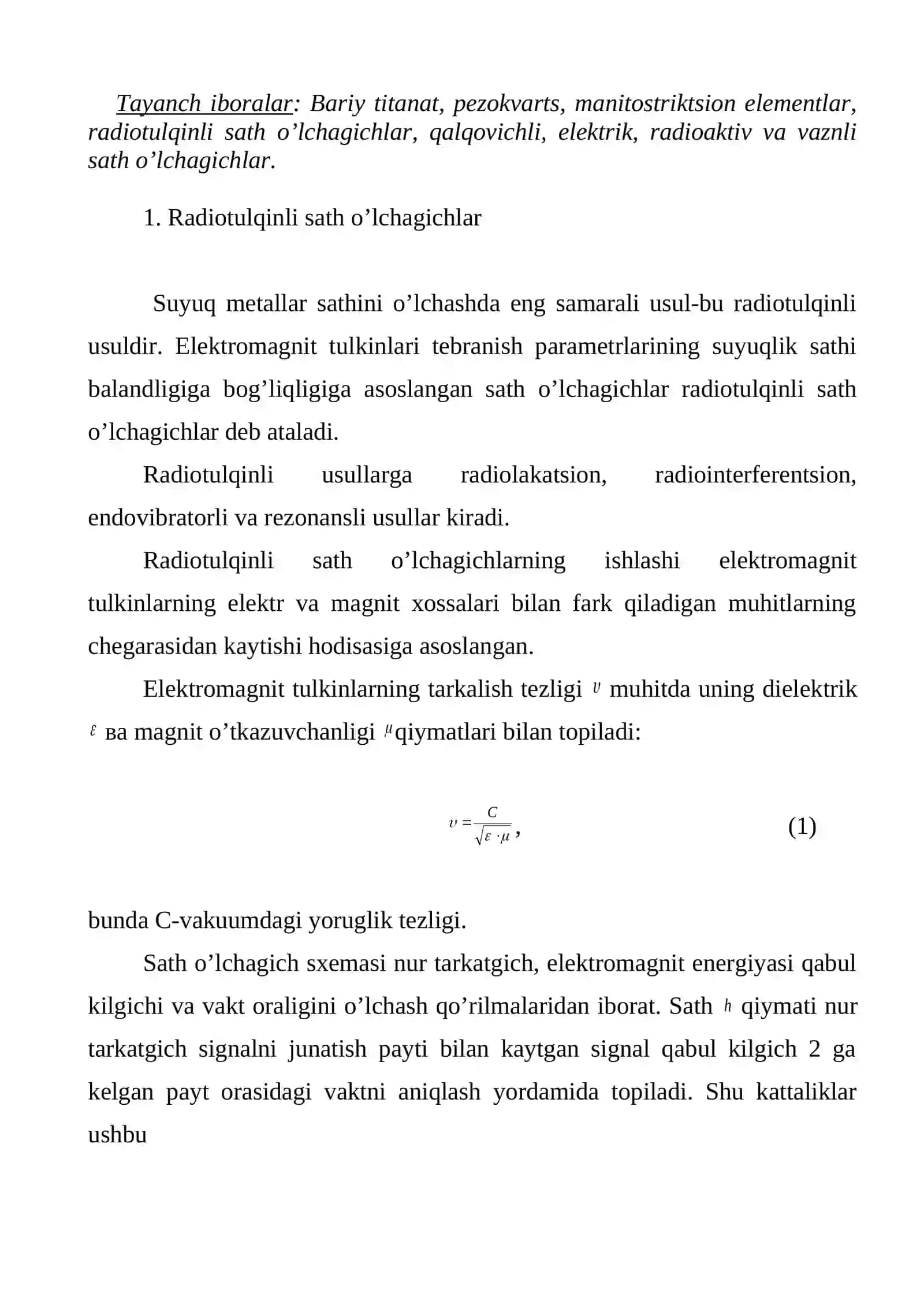 Radiotulqinli sath o'lchagichlar 2