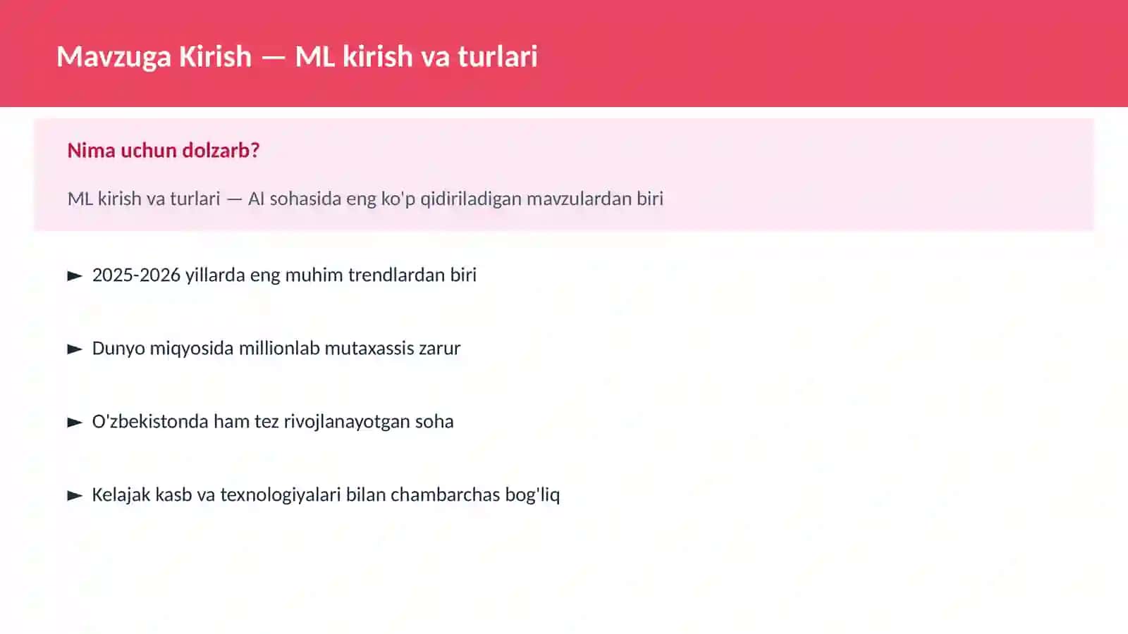 ML kirish va turlari 2