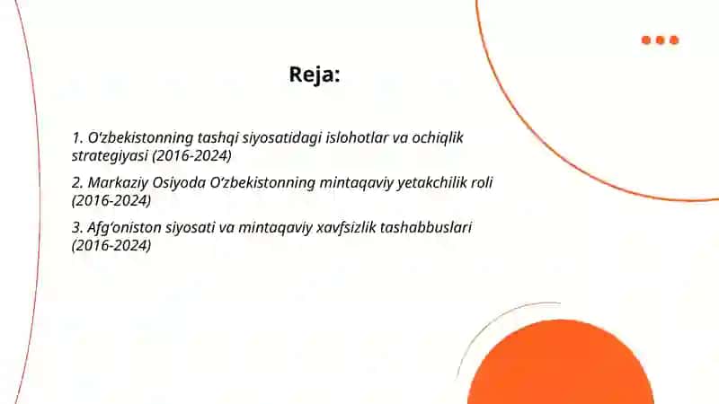 Oʻzbekiston va jahon hamjamiyati (2016-2024) 2