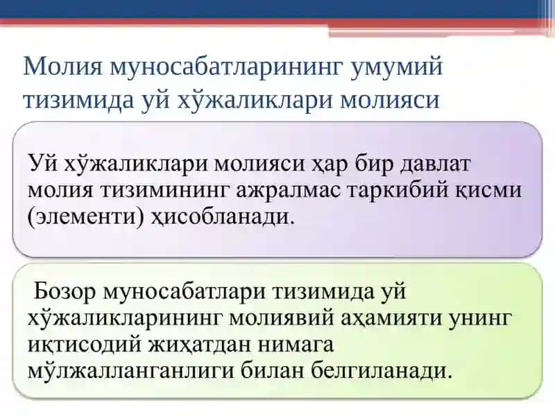 УЙ ХЎЖАЛИКЛАРИ МОЛИЯСИ 2