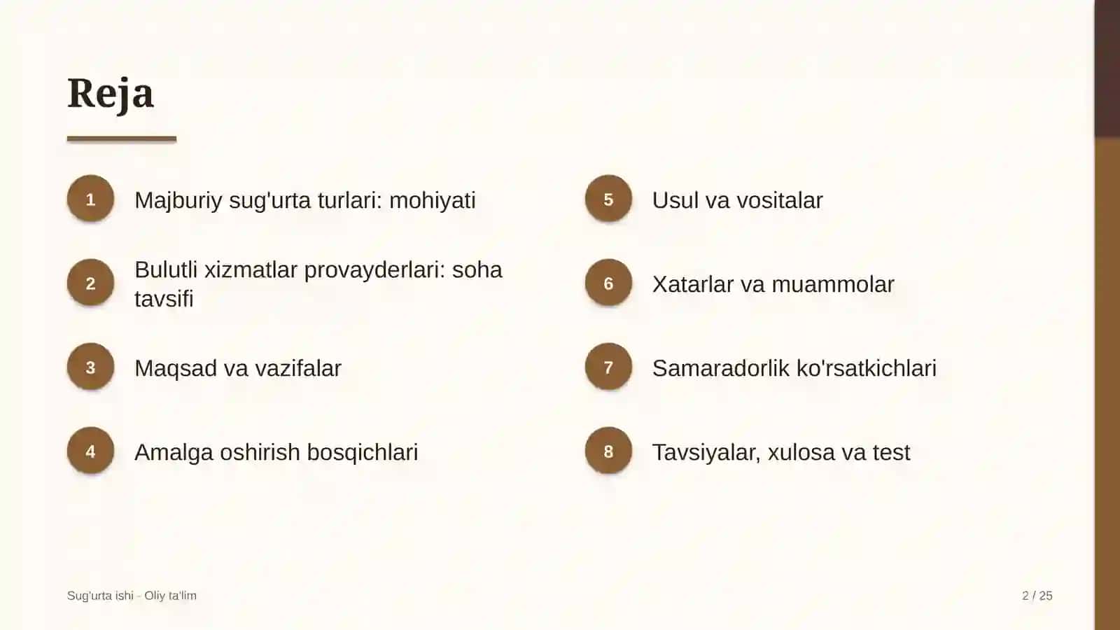 Bulutli xizmatlar provayderlarida majburiy sug'urta turlari 2
