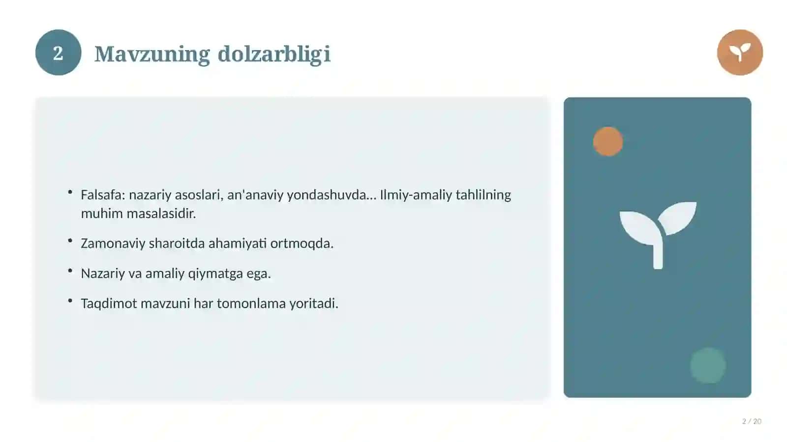 Falsafa: nazariy asoslari, an'anaviy yondashuvda (Mustaqil ta'lim topshirig'i) 2