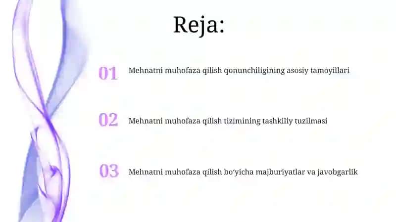 Mehnatni muhofaza qilish qonunlari tashkiliyasoslari 2
