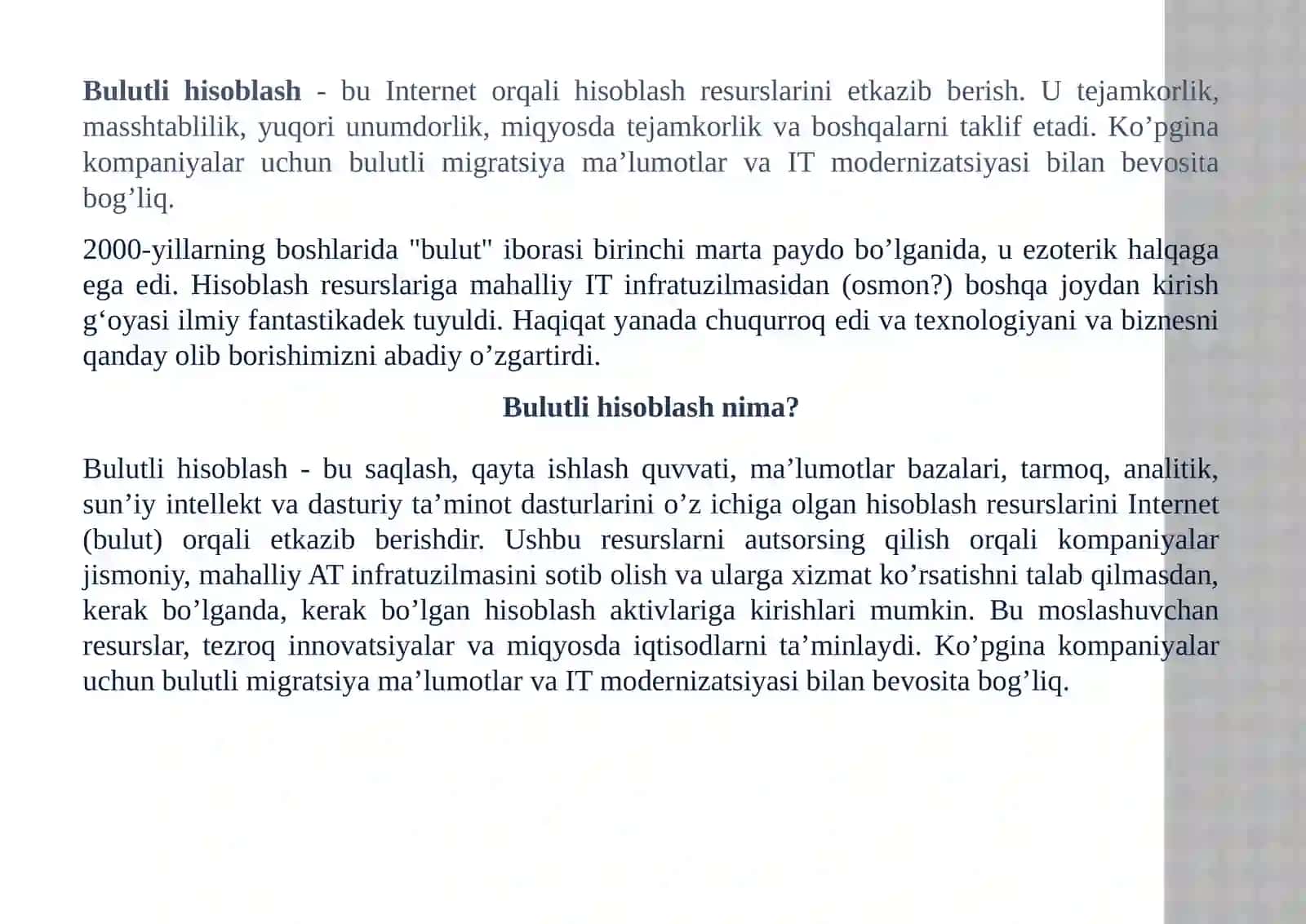Resurslarning Cloud xisoblash bilan munosabati 2