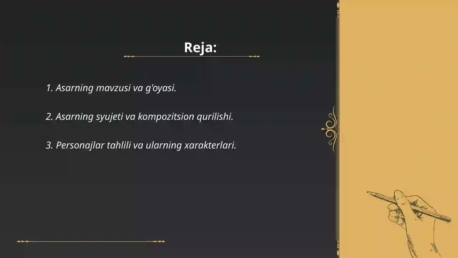 Asarning mavzusi va g'oyasi 2