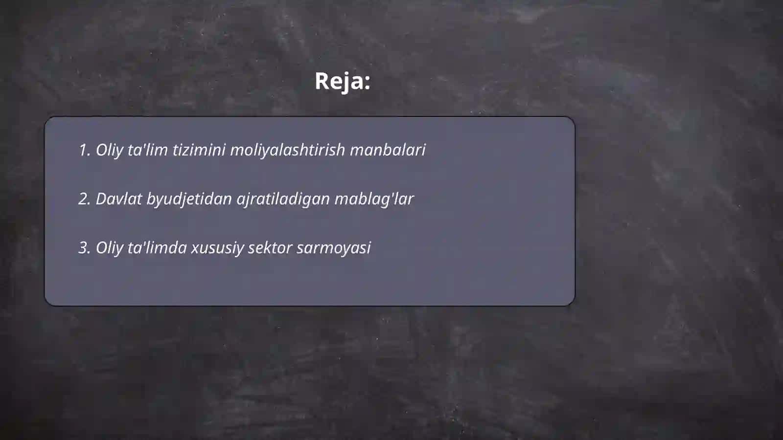 Oliy ta'lim tizimini moliyalashtirish manbalari 2