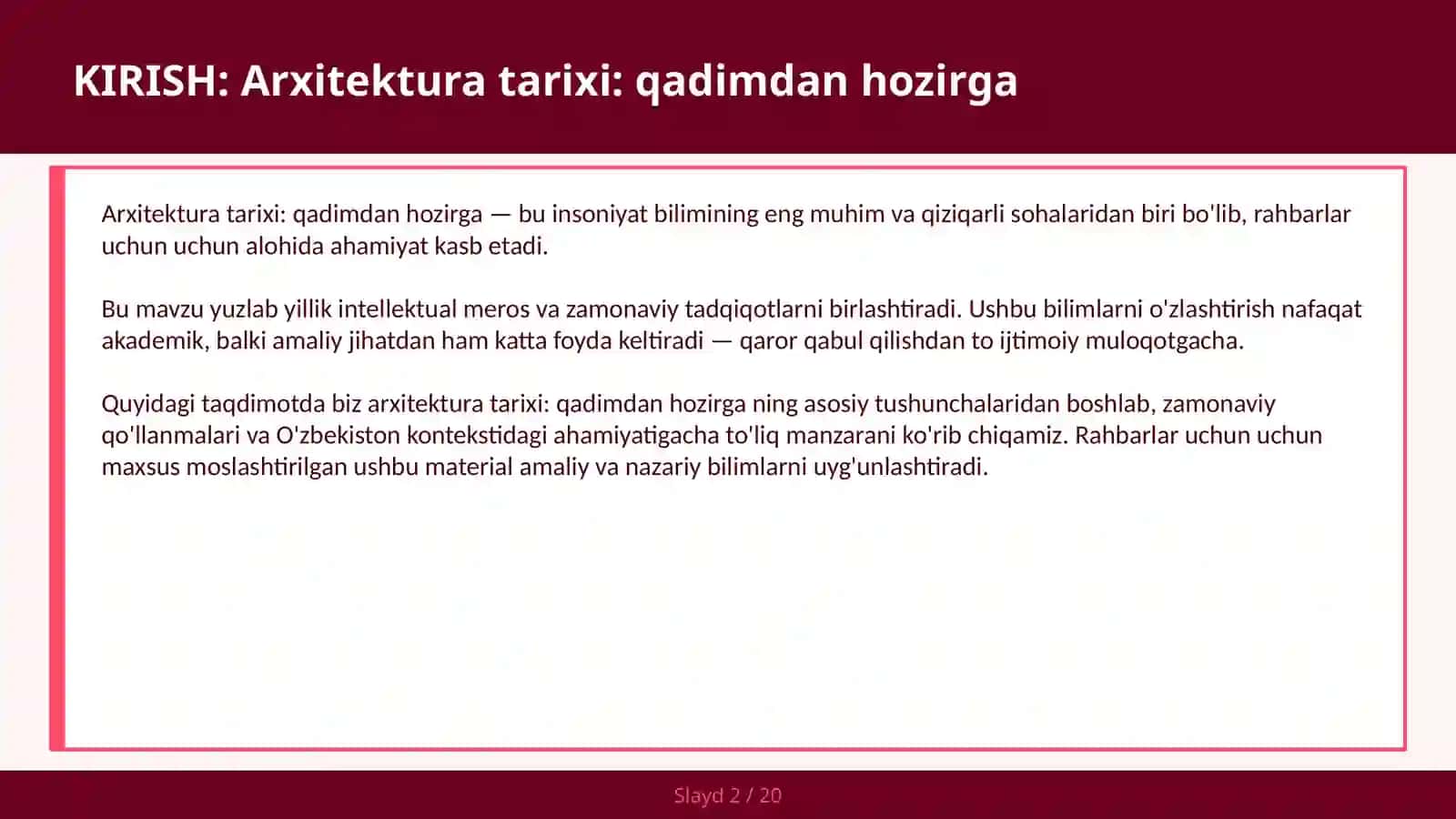 Arxitektura tarixi: Qadimdan hozirga 2