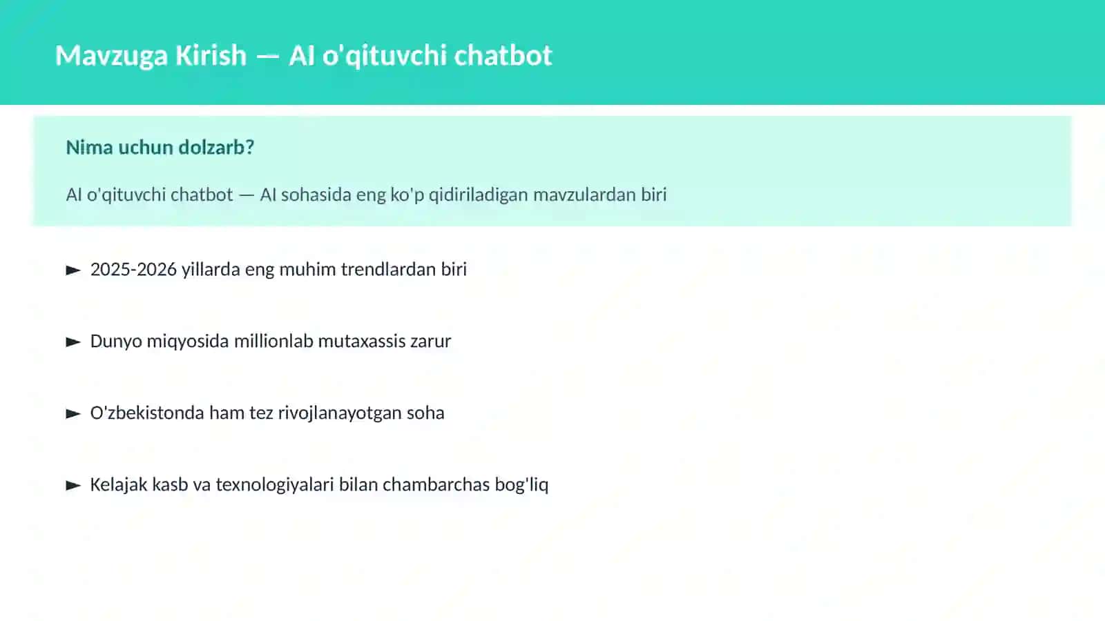 AI o'qituvchi chatbot 2