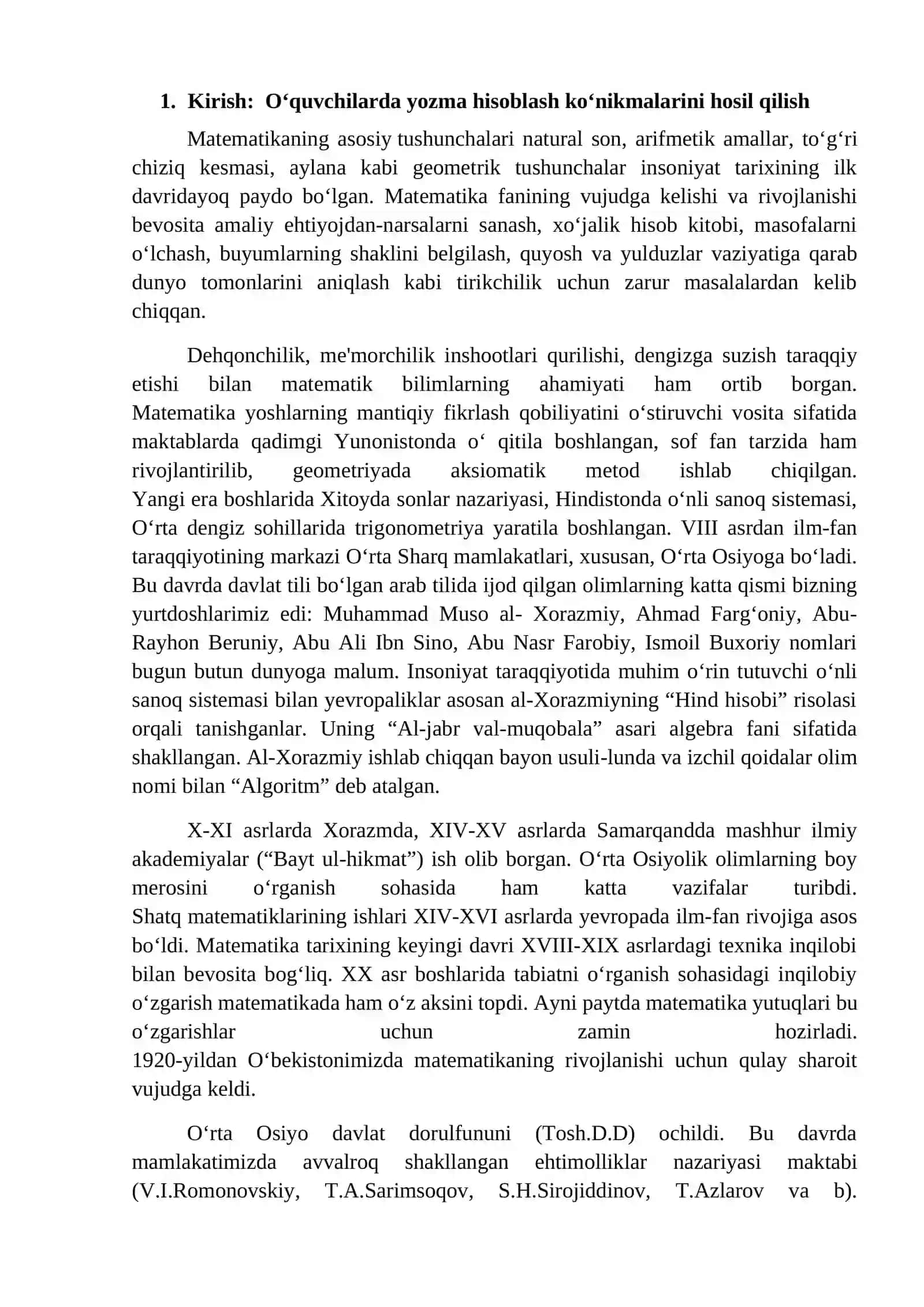 O’quvchilarni og’zaki va yozma hisoblashlar bilan tanishtirish 2