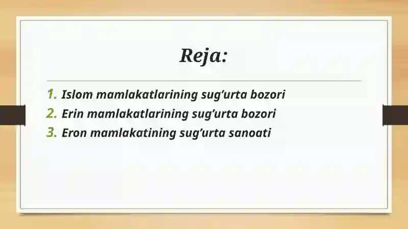 Islom mamlakatlarining sug’urta bozori 2
