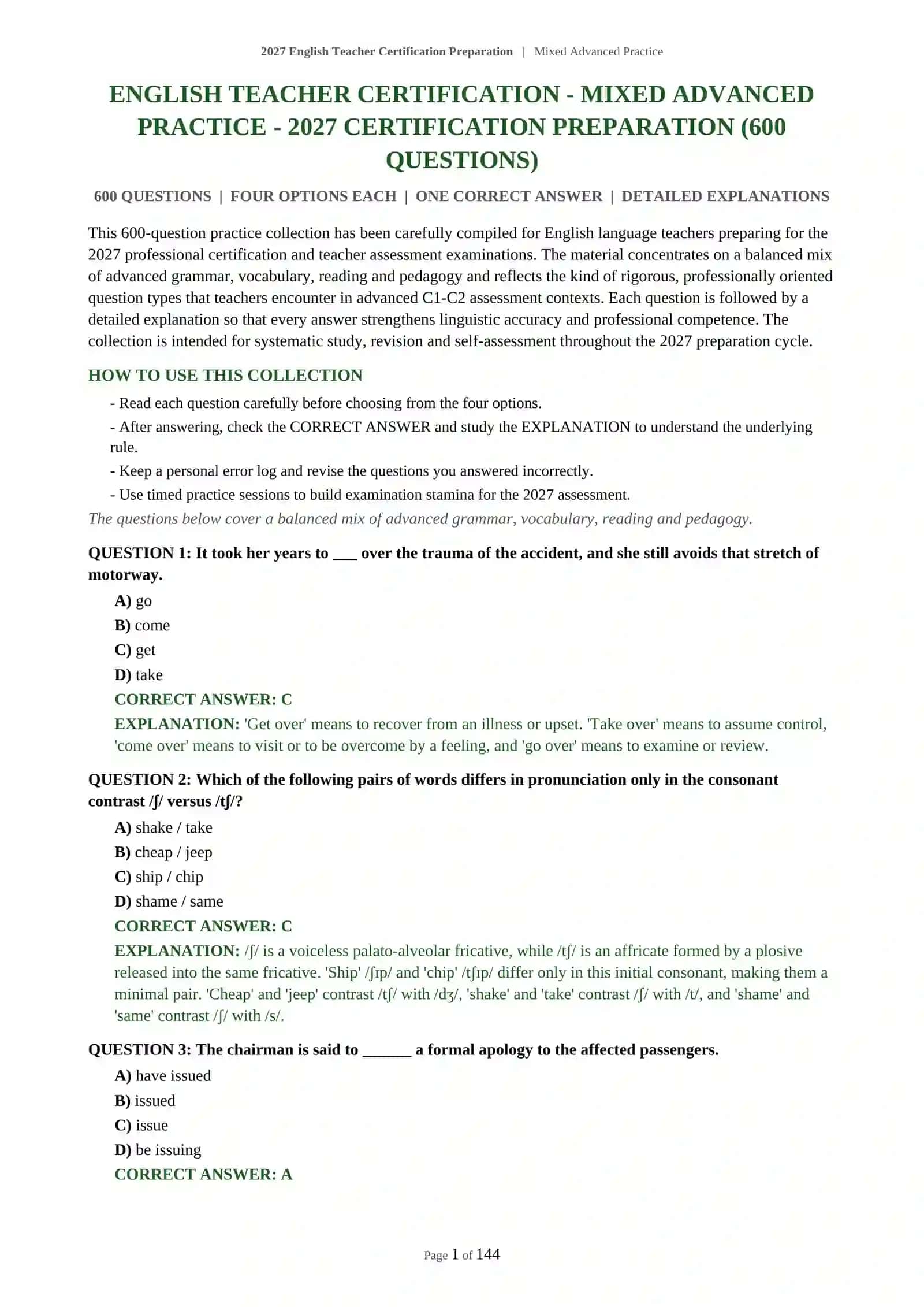2027 English Teacher Certification Preparation | Mixed Advanced Practice 2