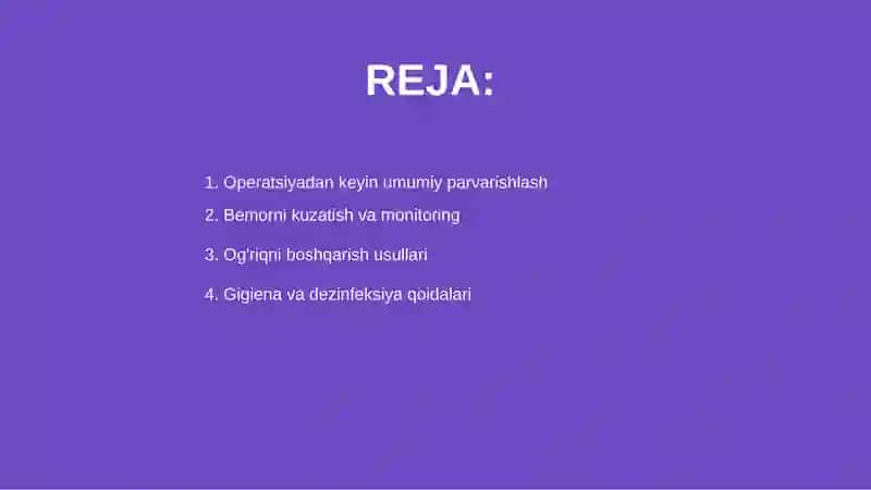 Operatsiyadan keyin bemorlarni parvarish qilish 2
