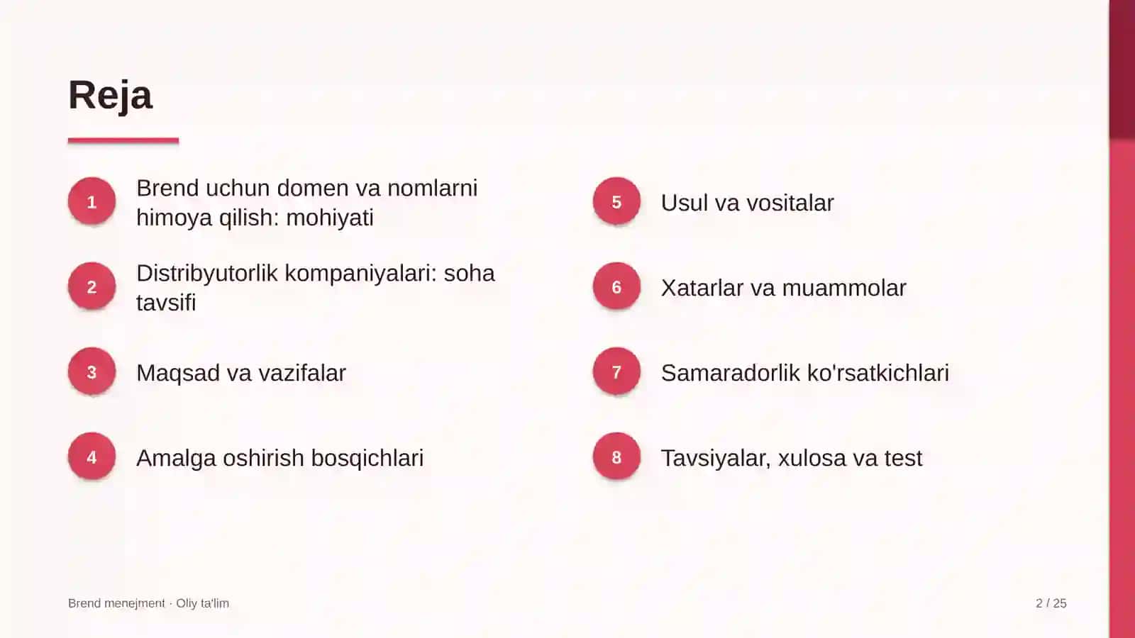 Brend menejment · Oliy ta'limg 2