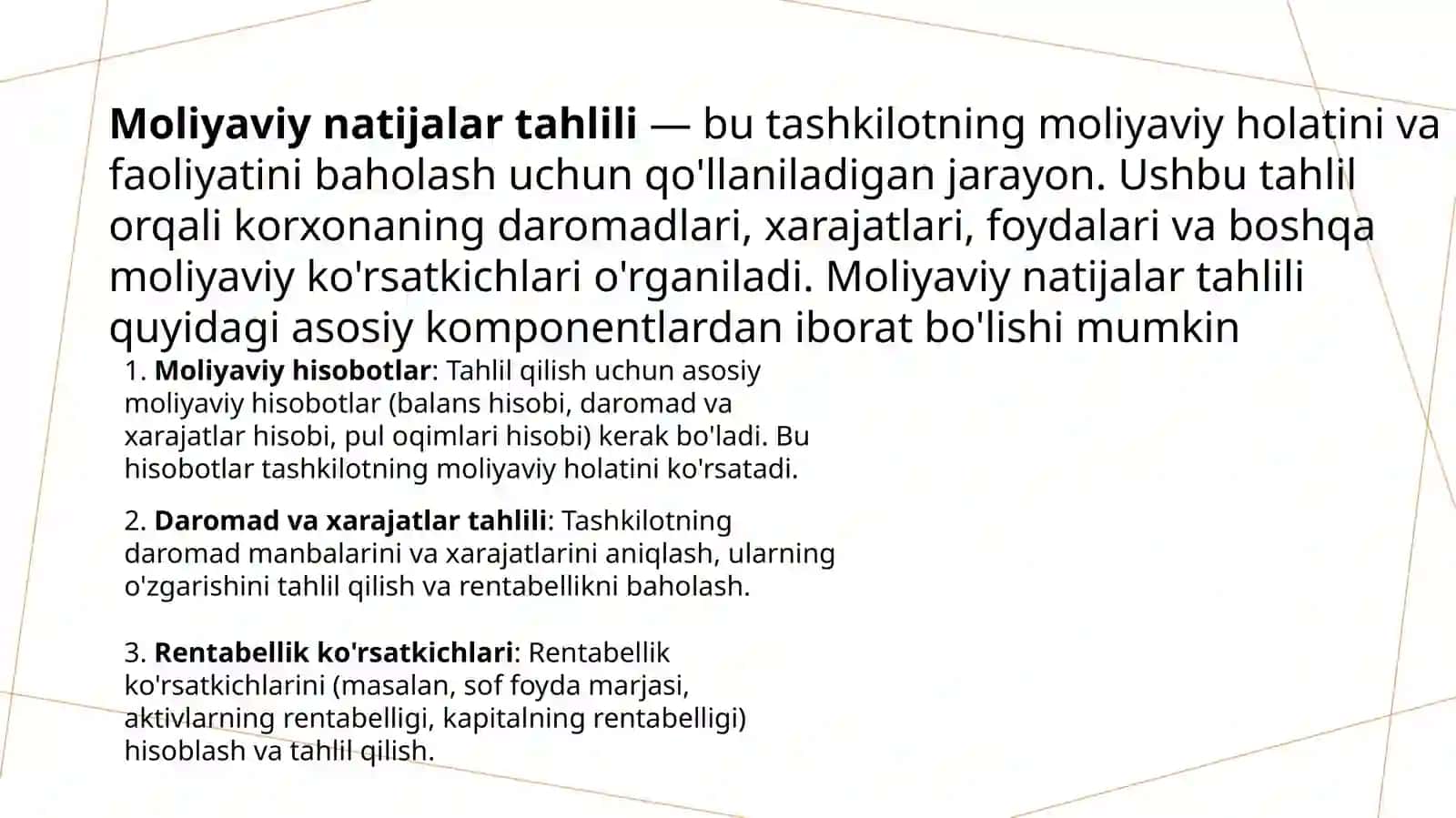 Moliyaviy natijalar tahlili 2