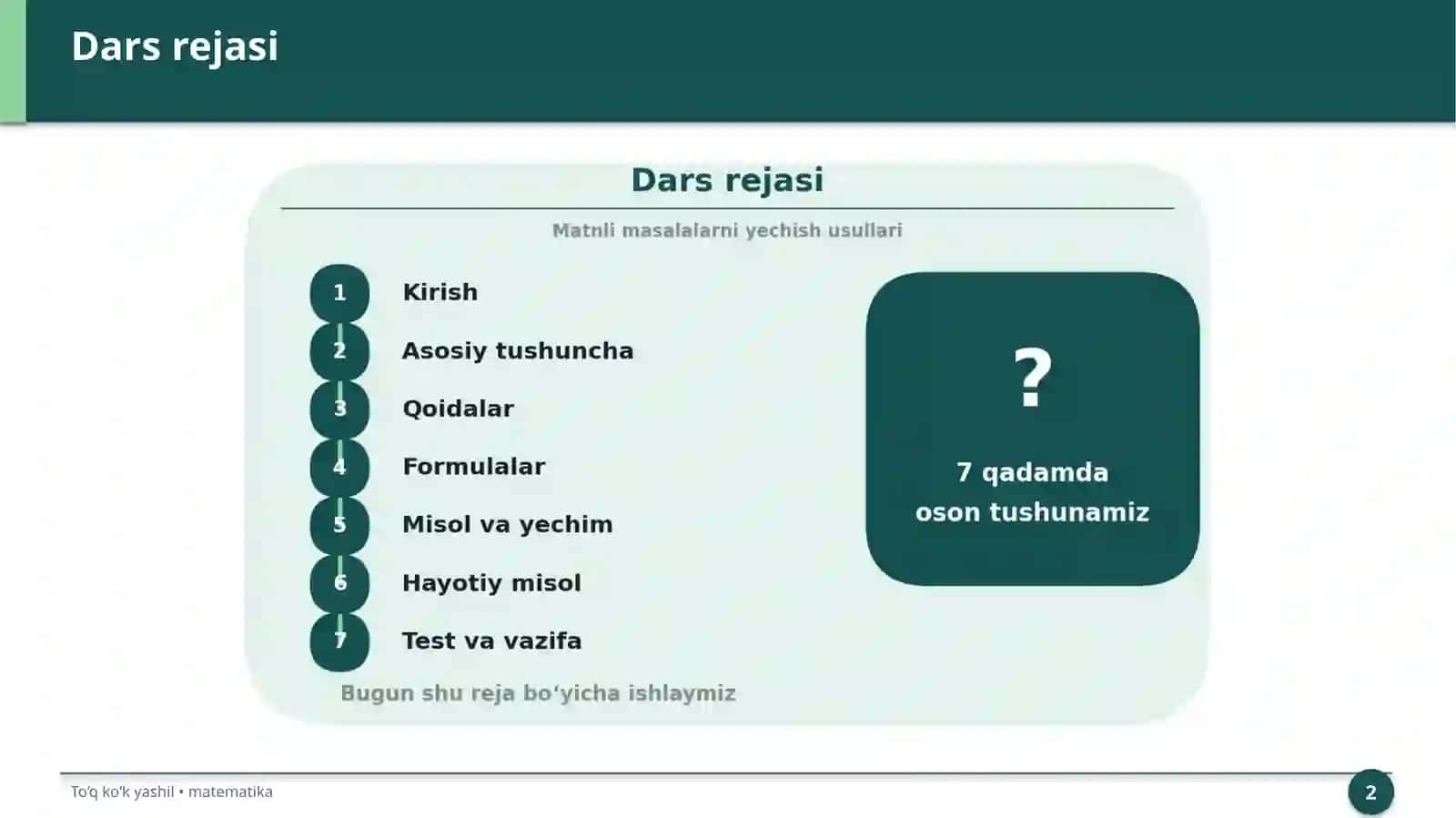 Matnli masalalarni yechish usullari 2