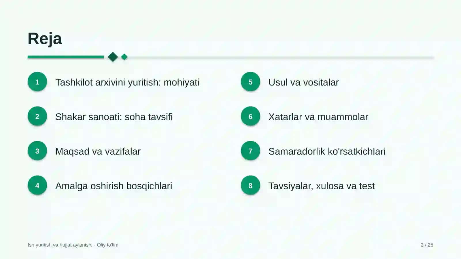 Shakar sanoatida tashkilot arxivini yuritish 2