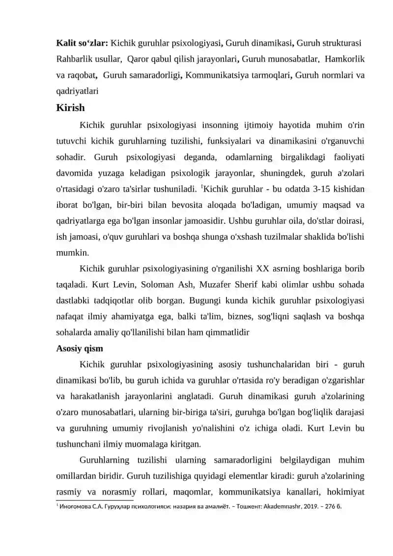 KICHIK GURUHLAR PSIXOLOGIYASI 2