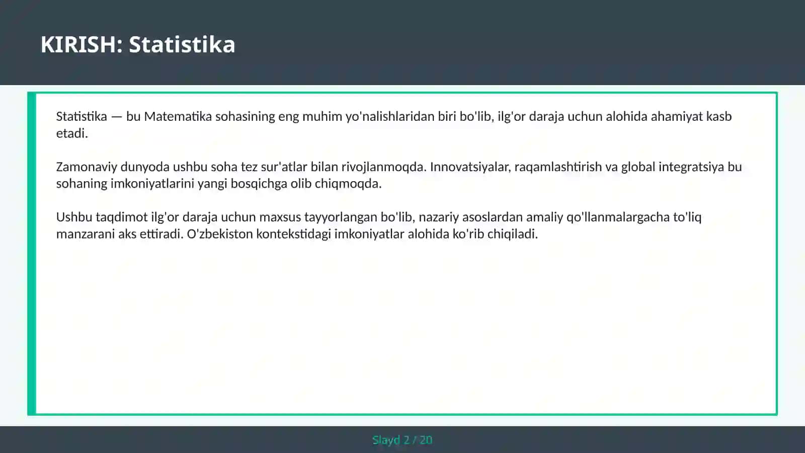 Statistika 2