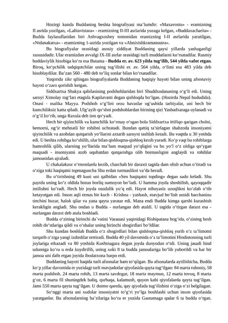 Buddizm Dinining Tarixi va Asosiy G‘oyalar 2