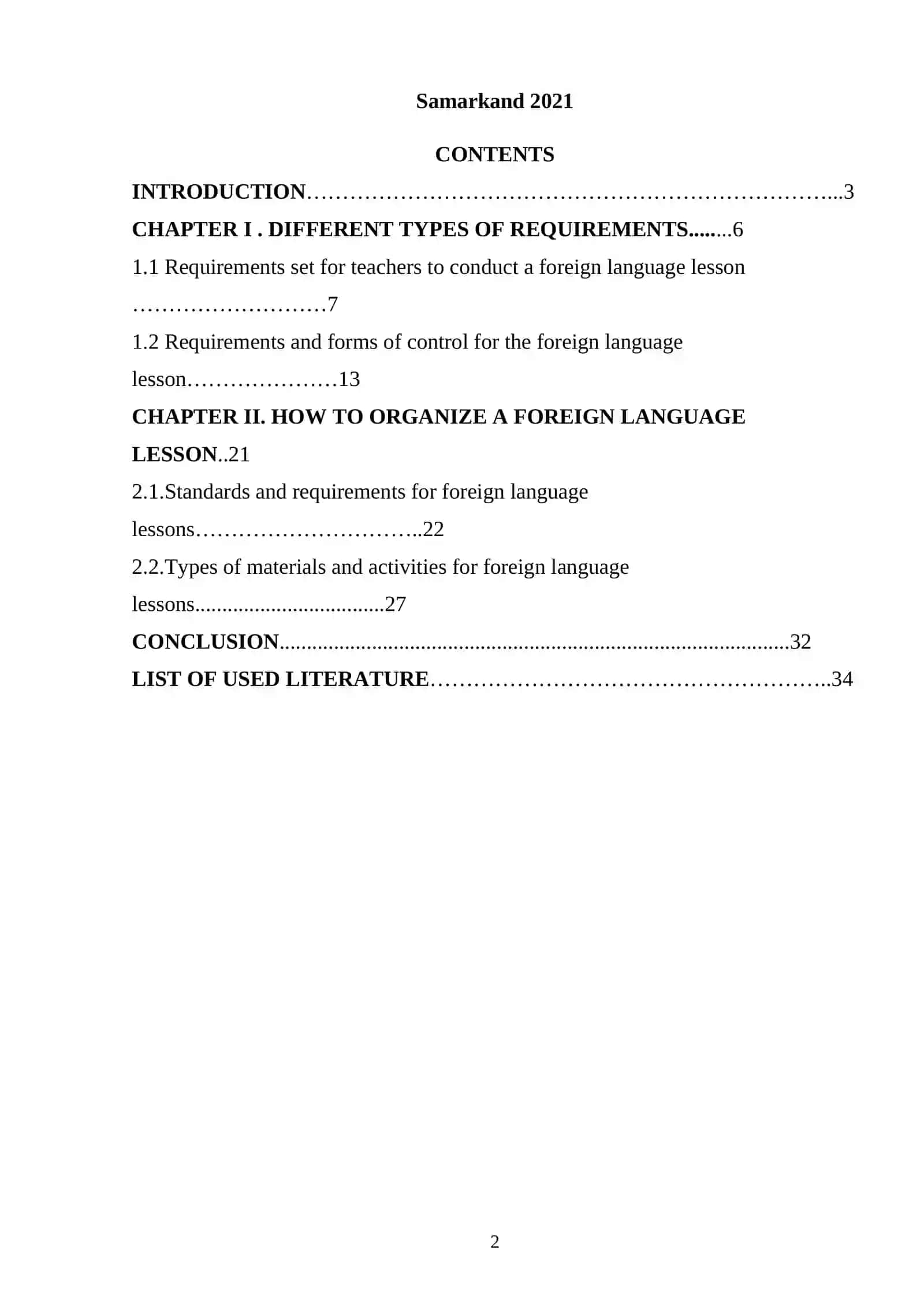 Course Paper: Requirements for a Foreign Language Lesson 2