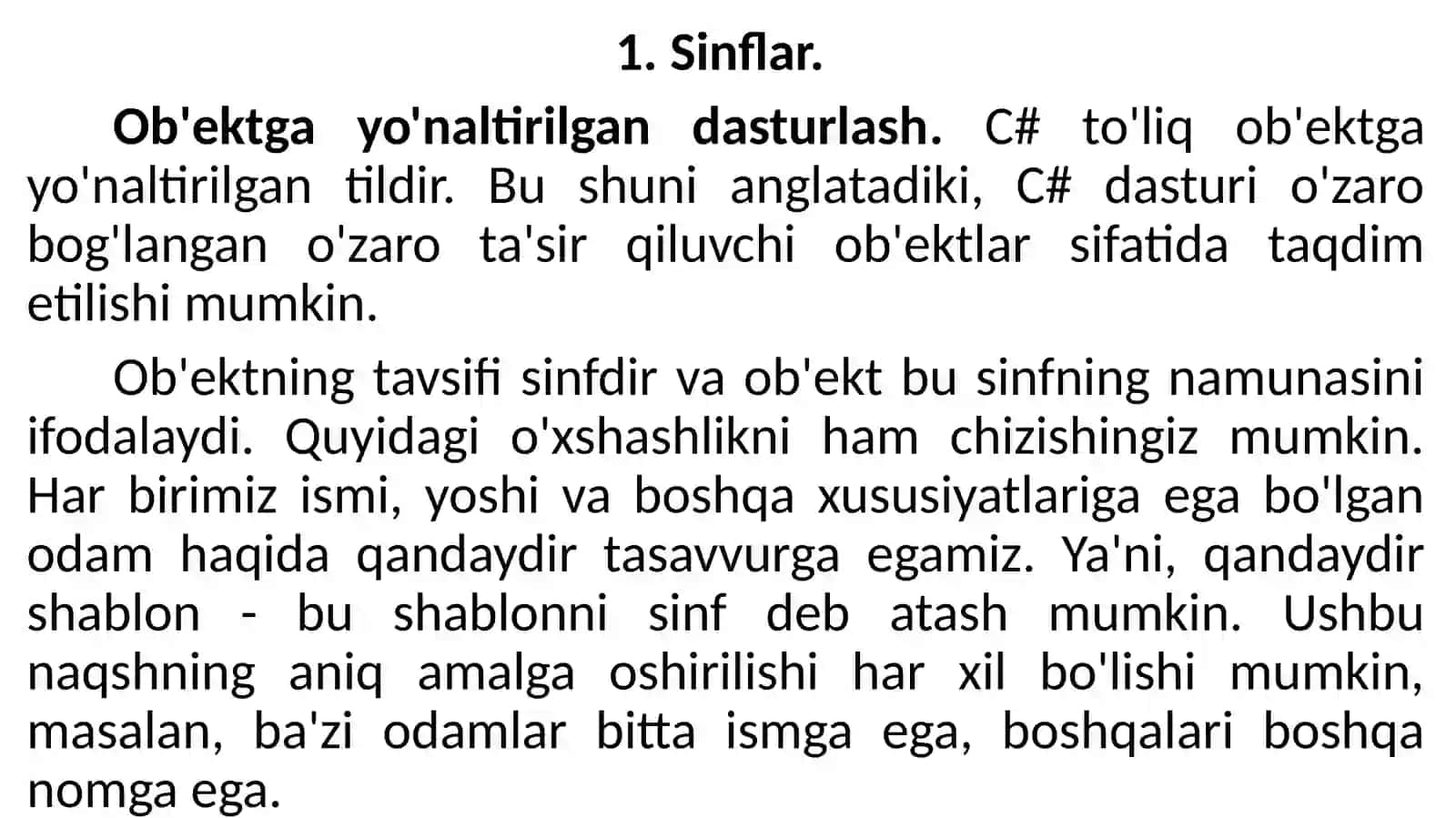 C#tilida Ob’yektga yo`naltirilgan dasturlash 2