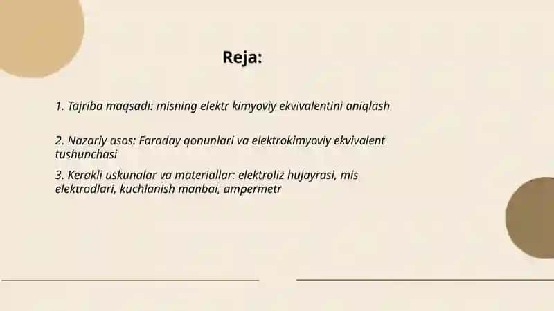 Misning elektr kimyoviy ekvivalentini aniqlash 2
