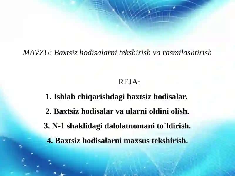 “Mexnat muhofazasi va texnika xavfsizligi” 2