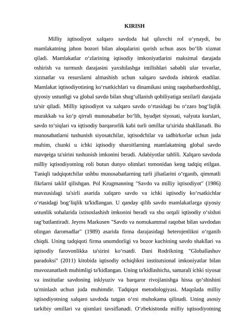 Xalqaro savdo nazariyalari va ularning milliy iqtisodiyotga ta’siri 2